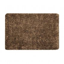 Tapis ultra-absorbant en fibres mélangées pour l’entrée - Marron chocolat - 45x75 cm - Polyester - Home Maison