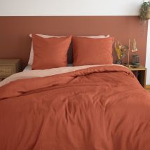 Parure de lit réversible gaufrée 2 personnes - Terracotta - Home Maison