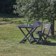 Ensemble table et chaises pliantes - Gris anthracite - 80x72x70 cm - Polypropylène - Home Maison