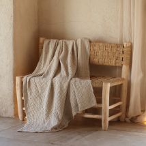 Plaid en coton gaufré - Lin - 130x180 cm - Coton - Home Maison