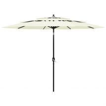 Parasol à 3 niveaux avec mât en aluminium 3 mètres - Beige - Aluminium - Home Maison