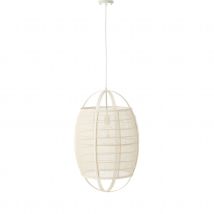 Suspension luminaire en lin et bambou - Blanc - 43x43x66 cm - Bambou - Home Maison