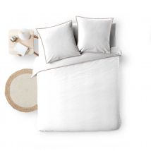 Parure de lit à pompons - Blanc - 240x220 cm - Coton - Home Maison