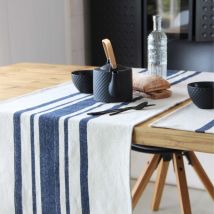 Chemin de table coton épais Rustique - Bleu Foncé - 50x150 cm - Coton - Home Maison