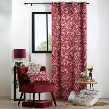 Rideau à oeillets motif fleurs - Rouge - 140x260 cm - Coton - Home Maison