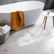 Tapis de Bain Agave - Effet Bois - Blanc - Home Maison