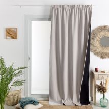 Rideau thermique phonique et semi occultant à galons fronceurs KONFOR - Naturel - 140x260 cm - Polyester - Home Maison