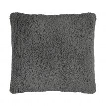 Coussin carré moelleux fausse fourrure - Gris - 50x50 cm - Polyester - Home Maison