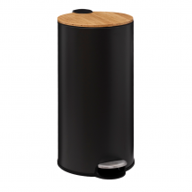 Poubelle capacité 30 litres - Noir - 30 L - Bambou/Métal - Home Maison