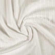 Tissu en coton et lin à fines rayures texturées - Blanc - 280 cm - Coton - Home Maison