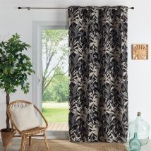 Rideau Jacquard Motif Jungle - Noir - Polyester - Home Maison