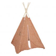 Tipi enfant avec tissu décoratif et structure en bois - Orange - 120x120x160 cm - Coton - Home Maison