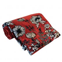 Edredon velours fleuri avec garniture - Rose - Velours - Home Maison