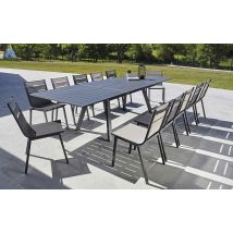 Ensemble de Jardin Familial 8 à 10 Personnes - Gris - Aluminium - Home Maison