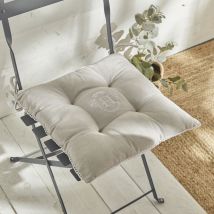 Galette de chaise esprit home avec dentelle - Beige - Home Maison
