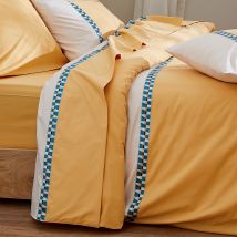 Housse de couette percale avec galon - Jaune - 260x240 cm - Percale de coton - Home Maison