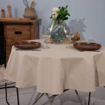 Nappe plastifiée et unie - Beige - Lin - Home Maison