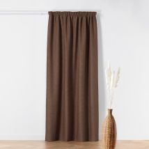 Rideau Thermique à Galon Fronceur - Effet Bouclette - Marron Brun - 140x260 cm - Polyester - Home Maison