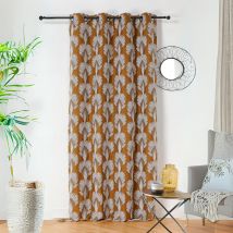 Rideau feuillages en fils recyclés - Jaune Foncé - 140x240 cm - Coton - Home Maison