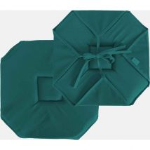 Galette de chaise à rabats et nouettes - Vert sapin - 40x40 cm - Polyester - Home Maison