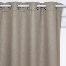Rideau occultant avec feuilles en relief - Lin - Polyester/Occultant - Home Maison
