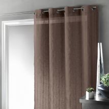 Voilage étamine unie à rayures verticales - Taupe - 150x260 cm - Polyester - Home Maison