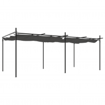 Pergola avec toit rétractable - Gris - Métal/Polyester - Home Maison
