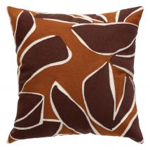 Coussin brodé design - Rouge - 45x45 cm - Coton/Polyester - Home Maison