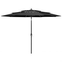 Parasol à 3 niveaux avec mât en aluminium 3 mètres - Gris - Aluminium - Home Maison