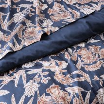 Housse de couette en satin Botanic - Bleu Marine - Coton - Home Maison