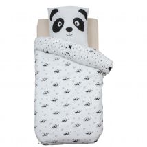 Parure de lit imprimée motif panda - Blanc - Coton - Home Maison