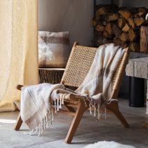 Plaid tartan Ecossais - Effet mohair - Beige - 127x152 cm - Polyester - Home Maison