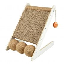 Griffoir incliné pour chat avec jouet - Beige - Bois/Jute - Home Maison