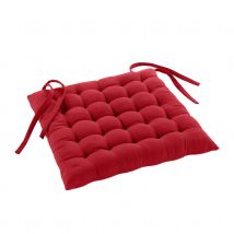 Assise matelassée en coton et polyester recyclé - Rouge - 38x38 cm - Coton/Polyester - Home Maison