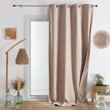 Rideau double face thermique et occultant aspect velours - Beige - Polyester - Home Maison