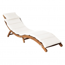 Chaise longue avec coussin bois d'Acacia - Beige - Home Maison