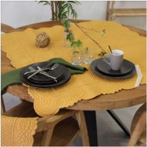 Nappe de jeux carré de table - Jaune Curry - 100x100 cm - Coton/Polyester - Home Maison