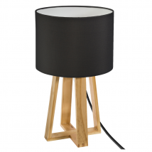 Lampe trépied esprit scandinave - Noir - 20x40 cm - Bambou/Bois - Home Maison