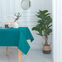 Nappe carrée et enduite antitache - Bleu Paon - 180x180 cm - Polyester - Home Maison