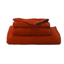 Serviette Grand Hotel surpiqure noire - Orange - 30x50 cm - Coton - Home Maison
