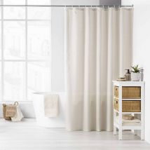 Rideau de douche uni avec crochets - Naturel - 180x200 cm - Plastique - Home Maison