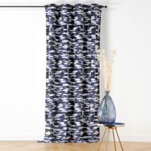 Rideau à Oeillets Paysage Abstrait - Bleu Roi - 145x260 cm - Polyester - Home Maison
