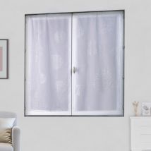 Paire de petits voilages en étamine motif argent - Blanc - 45x120cm - Polyester - Home Maison