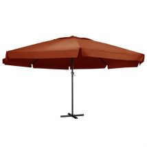 Parasol avec mât en aluminium diamètre 600cm - Terracotta - 600x160 cm - Polyester - Home Maison