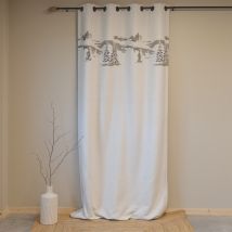 Rideau à oeillets montagne - Beige - Polyester - Home Maison