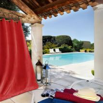 Rideau extérieur imperméable - Rouge - 135x240 cm - Polyester - Home Maison
