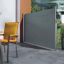 Paravent rétractable 3 m brise-vue extérieur - Gris anthracite - 300x160 cm - Aluminium - Home Maison