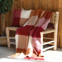 Plaid à carreaux aspect mohair - Bordeaux - 130x180 cm - Polyester - Home Maison