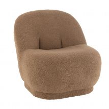 Fauteuil moelleux velours - Effet bouclette - Marron glacé - 88x78x72 cm - Polyester - Home Maison