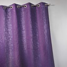 Rideau en jacquard à imprimés et à rayures verticales - Prune - 140x240 cm - Jacquard - Home Maison